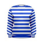Horizontal Stripes - White and Royal Blue Women s Sweatshirt