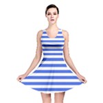 Horizontal Stripes - White and Royal Blue Reversible Skater Dress