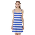 Horizontal Stripes - White and Royal Blue Satin Night Slip