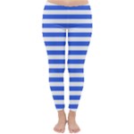 Horizontal Stripes - White and Royal Blue Winter Leggings