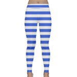 Horizontal Stripes - White and Royal Blue Yoga Leggings