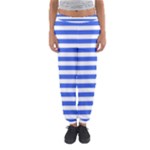 Horizontal Stripes - White and Royal Blue Women s Jogger Sweatpants