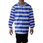 Horizontal Stripes - White and Royal Blue Hooded Wind Breaker (Kids)