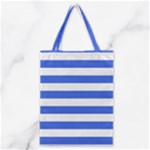 Horizontal Stripes - White and Royal Blue Classic Tote Bag