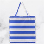 Horizontal Stripes - White and Royal Blue Grocery Tote Bag