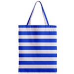 Horizontal Stripes - White and Royal Blue Zipper Classic Tote Bag