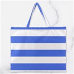 Horizontal Stripes - White and Royal Blue Zipper Large Tote Bag