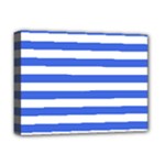 Horizontal Stripes - White and Royal Blue Deluxe Canvas 16  x 12  (Stretched)