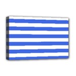 Horizontal Stripes - White and Royal Blue Deluxe Canvas 18  x 12  (Stretched)