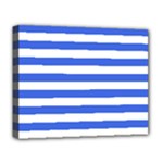 Horizontal Stripes - White and Royal Blue Deluxe Canvas 20  x 16  (Stretched)
