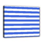 Horizontal Stripes - White and Royal Blue Deluxe Canvas 24  x 20  (Stretched)