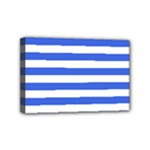 Horizontal Stripes - White and Royal Blue Mini Canvas 6  x 4  (Stretched)