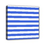 Horizontal Stripes - White and Royal Blue Mini Canvas 6  x 6  (Stretched)
