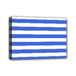 Horizontal Stripes - White and Royal Blue Mini Canvas 7  x 5  (Stretched)