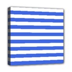 Horizontal Stripes - White and Royal Blue Mini Canvas 8  x 8  (Stretched)