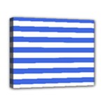 Horizontal Stripes - White and Royal Blue Canvas 10  x 8  (Stretched)