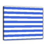 Horizontal Stripes - White and Royal Blue Canvas 20  x 16  (Stretched)