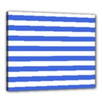Horizontal Stripes - White and Royal Blue Canvas 24  x 20  (Stretched)