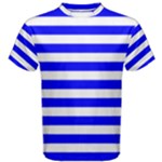 Horizontal Stripes - White and Blue Men s Cotton Tee