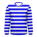 Horizontal Stripes - White and Blue Men s Long Sleeve T-shirt