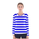 Horizontal Stripes - White and Blue Women s Long Sleeve T-shirt