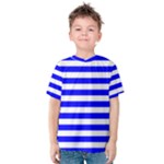 Horizontal Stripes - White and Blue Kid s Cotton Tee