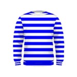 Horizontal Stripes - White and Blue Kid s Sweatshirt