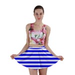Horizontal Stripes - White and Blue Mini Skirt