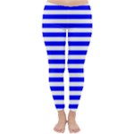 Horizontal Stripes - White and Blue Winter Leggings