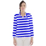Horizontal Stripes - White and Blue Wind Breaker (Women)