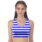 Horizontal Stripes - White and Blue Women s Sports Bra