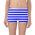 Horizontal Stripes - White and Blue Boyleg Bikini Bottoms