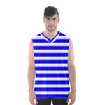 Horizontal Stripes - White and Blue Men s Basketball Tank Top