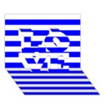 Horizontal Stripes - White and Blue LOVE 3D Greeting Card (7x5)