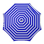 Horizontal Stripes - White and Blue Golf Umbrella