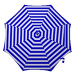 Horizontal Stripes - White and Blue Hook Handle Umbrella (Large)
