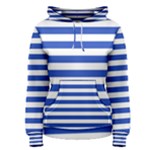 Horizontal Stripes - White and Cerulean Blue Women s Pullover Hoodie