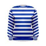 Horizontal Stripes - White and Cerulean Blue Women s Sweatshirt