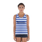 Horizontal Stripes - White and Cerulean Blue Women s Sport Tank Top