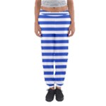 Horizontal Stripes - White and Cerulean Blue Women s Jogger Sweatpants