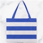 Horizontal Stripes - White and Cerulean Blue Mini Tote Bag