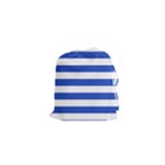 Horizontal Stripes - White and Cerulean Blue Drawstring Pouch (XS)