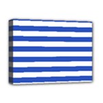Horizontal Stripes - White and Cerulean Blue Deluxe Canvas 16  x 12  (Stretched)