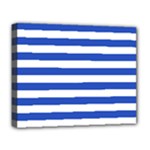Horizontal Stripes - White and Cerulean Blue Deluxe Canvas 20  x 16  (Stretched)