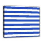 Horizontal Stripes - White and Cerulean Blue Deluxe Canvas 24  x 20  (Stretched)