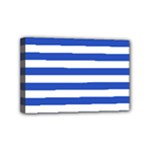 Horizontal Stripes - White and Cerulean Blue Mini Canvas 6  x 4  (Stretched)