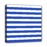 Horizontal Stripes - White and Cerulean Blue Mini Canvas 8  x 8  (Stretched)