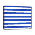 Horizontal Stripes - White and Cerulean Blue Canvas 10  x 8  (Stretched)