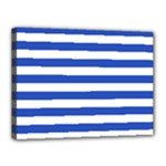Horizontal Stripes - White and Cerulean Blue Canvas 16  x 12  (Stretched)