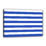 Horizontal Stripes - White and Cerulean Blue Canvas 18  x 12  (Stretched)